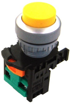 Raised latching P/B - Yellow c/w 1 N/O contact