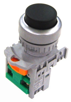 Raised Pushbutton Switch - Black c/w 1 N/O contact