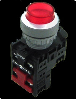 24V LED illuminated raised P/B - Red c/w 1 N/C contact