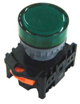 22mm 240V LED pilot light - Green