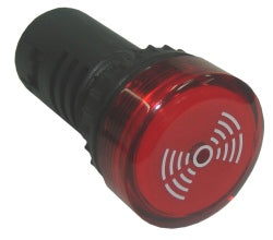 22mm Flashing LED with Audible Alarm, 12VAC/DC