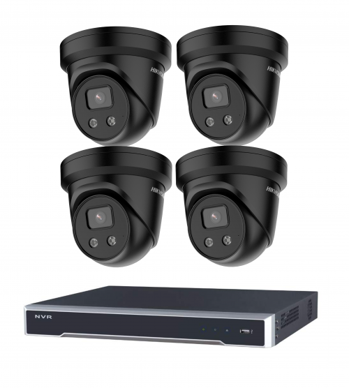 8MP 4CH Hikvision CCTV Kit: 4 x Outdoor Turret Black Shadow Series w/ Acusense + 8CH NVR